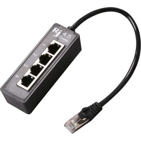 OSQI RJ45 Ethernet Splitter Cable, RJ45 1 Male to 4 Female LAN Ethernet Splitter Adapter/Fits Network Cable Super Cat5, Cat5e, Cat6, Cat7 LAN Ethernet Jack Plug Adapter
