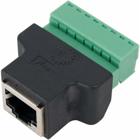 Rj45 Femelle à 8 Broches Vis Bloc Terminal Connecteur Cat7 Cat6 Cat5 Cat5e Câble d'Extension Ethernet CCTV Dvr Numérique Réseau Coupleur en Ligne (Noir)