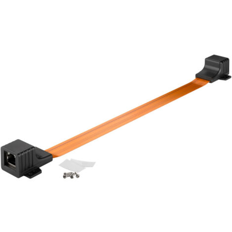 RJ45 LAN passacavo per finestra ultra-slim 0,5 m, per la posa di connessioni di rete tra i telai delle finestre. Lunghezza del Cavo 0.5 m