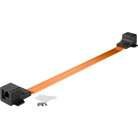 RJ45 LAN Passage de Fenêtre Ultra-slim 0,5 m, pour la pose de connexions réseau entre les cadres de fenêtres. Longueur de câble 0.5 m