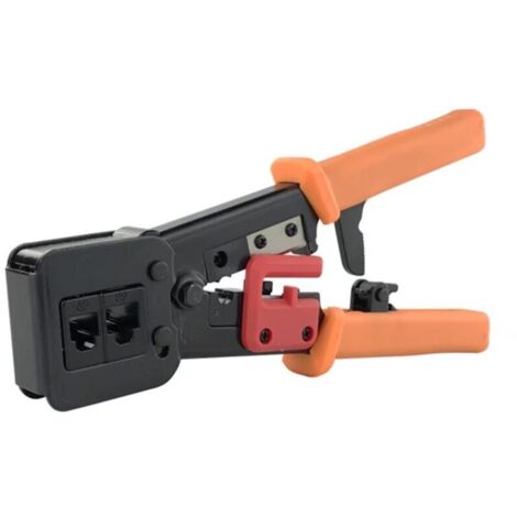RJ45 Outil de sertissage pour RJ11 / RJ12 Réseau et câbles téléphoniques - Outil de sertissage 3-en-1 télécom modulaire Pince de câble réseau
