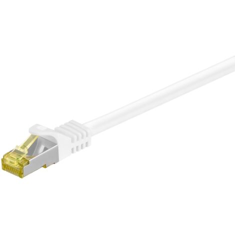 RJ45 Patchkabel CAT 6A S/FTP (PiMF), 500 MHz mit CAT 7 Rohkabel, weiß, . Kabellänge 0.5 m