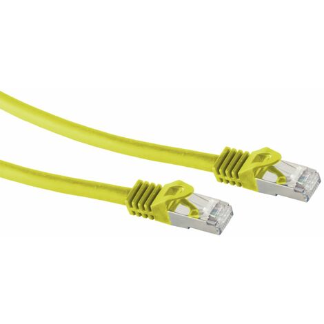 RJ45 Patchkabel S/FTP (PIMF), m. CAT.7 Rohkabel, 0,5 m, gelb