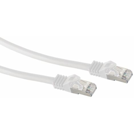 RJ45 Patchkabel S/FTP (PIMF), m. CAT.7 Rohkabel, 7,5 m, weiß