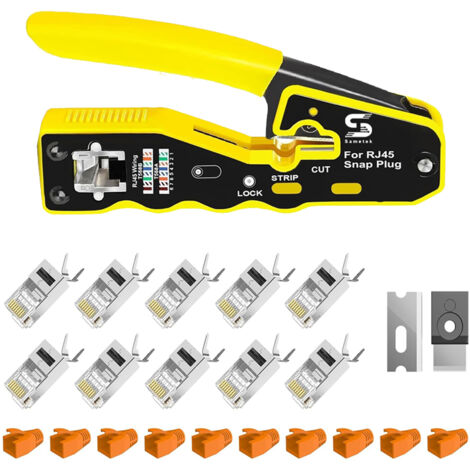 RJ45 Pince à Sertir CAT5 CAT6 Testeur de Network Réseau Cable Kit d'Outils de Réparation d'Ordinateur, Ensemble Professionnel Approprié au Bricolage