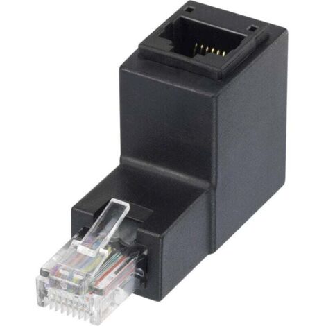 RJ45 réseau informatique Adaptateur CAT 5e Coudé vers le haut à 90° [1x RJ45 mâle - 1x RJ45 femelle] 0.00 m noir Trywise Y851491