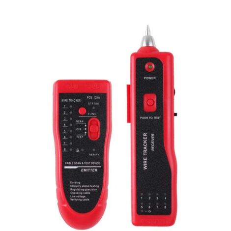 RJ45 RJ11 Ethernet LAN Kabelsuchgerät - Multifunktionales Netzwerkkabeltestgerät mit Durchgangsprüfung und Tonererkennung - Ideales Werkzeug für Telekommunikationstechniker und Heimwerker (Rot)