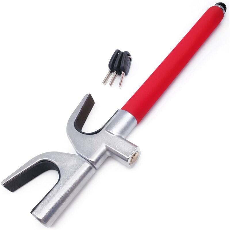 RK1002 Canne Antivol Voiture Ameliorée, Plus Robuste, Réglable Facilement et Rapidement, Marteau de Sécurité, Bloc Barre Anti Vol Clef Universelle