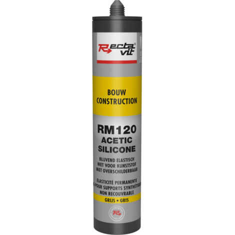 RM 120 construction acetic silicone - Mastic d'étanchéité - Rectavit - Cartouche de 310 ml Gris