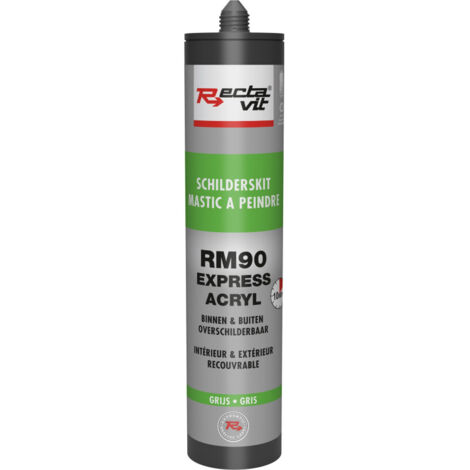 RM 90 mastic à peindre express acryl - Mastic acrylique intérieur et extérieur- Rectavit - Cartouche de 310 ml Gris