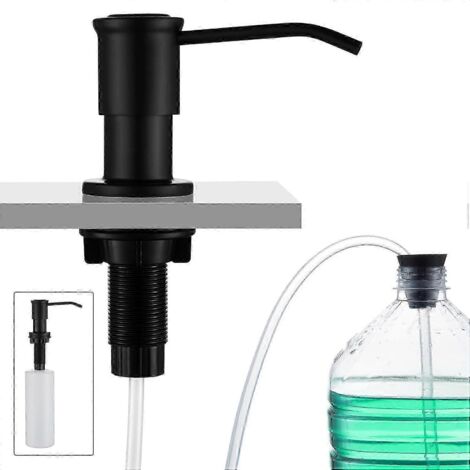 [RM] Distributeur de savon sous plan, distributeur de savon pour lavabo, distributeur de savon intégré avec flacon de 500 ml et rallonge de 1 m, remplissage par le haut, noir-AquaForge