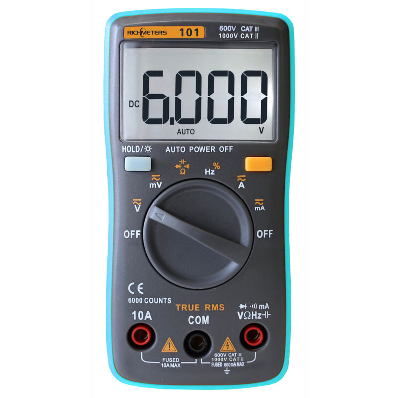 Lifcausal - RM101 True rms Multimètre numérique lcd multifonction dmm Tension cc ac Courant Testeur de résistance Diode Capacité Mesure