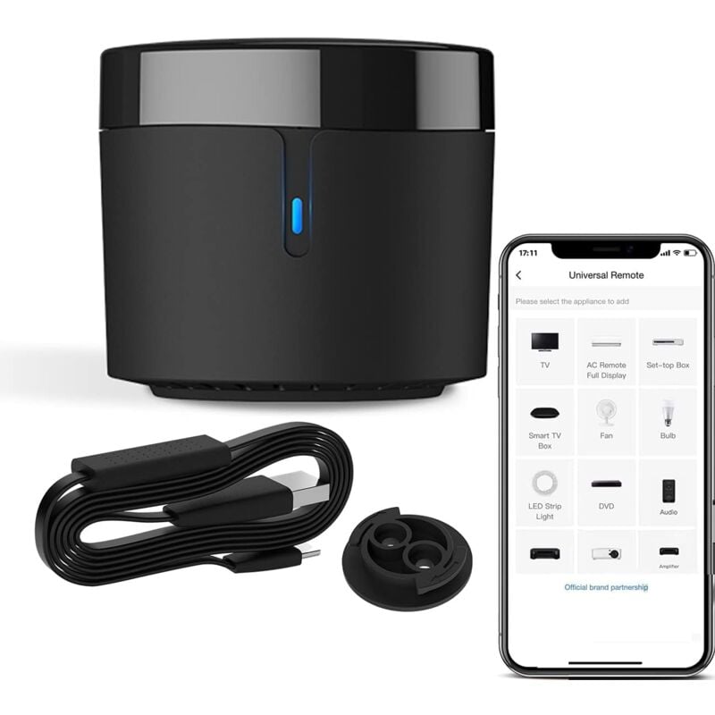 RM4 Mini capteur de température et d'humidité HTS2 WiFi IR Télécommande pour climatisation TV Set-top Box Fonctionne avec Alexa Noir