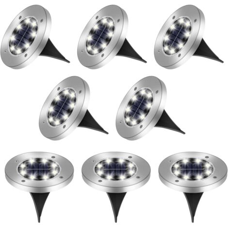 Rnemitery – Lot de 8 lampes solaires extérieures LED – Étanchéité IP65 – Couleur blanc froid – Installation facile pour jardins et terrasses