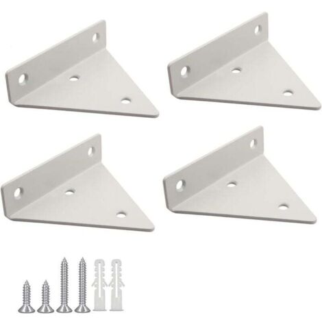 Rnemitery Supports d'étagère triangulaires en fer Lot de 4 Dimensions 100x80x26mm Couleur blanche Fixation murale dissimulée