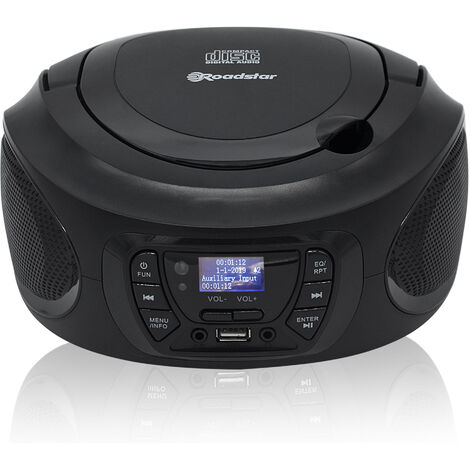Roadstar CDR-375D+/BK Radio Portátil DAB DAB+ FM, Reproductor CD-MP3, USB, AUX-IN, Mando a Distancia, Reloj Alarma  Negro