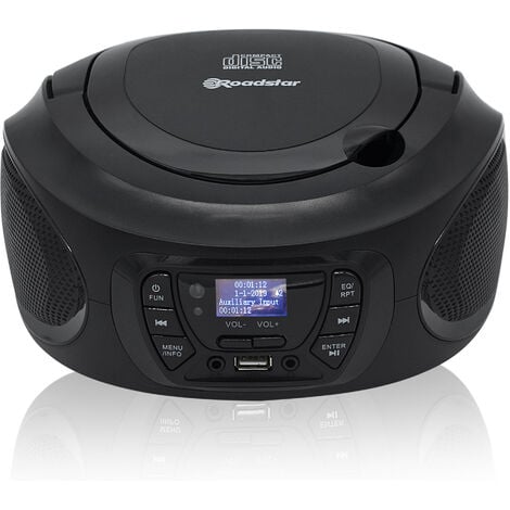 Roadstar CDR-375D+/BK Radio Portátil DAB DAB+ FM, Reproductor CD-MP3, USB, AUX-IN, Mando a Distancia, Reloj Alarma Negro - Negro