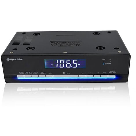 Roadstar CLR-725BT/BK Radio de Cocina Bajo Mueble PLL FM, Altavoz Bluetooth Manos Libres, 2 Alarmas, Temporizador Negro - Negro