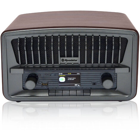 Roadstar HRA-270D+BT Radio Numérique Portable Vintage DAB+/FM Bluetooth USB, Stéréo, Double Réveil  Bois