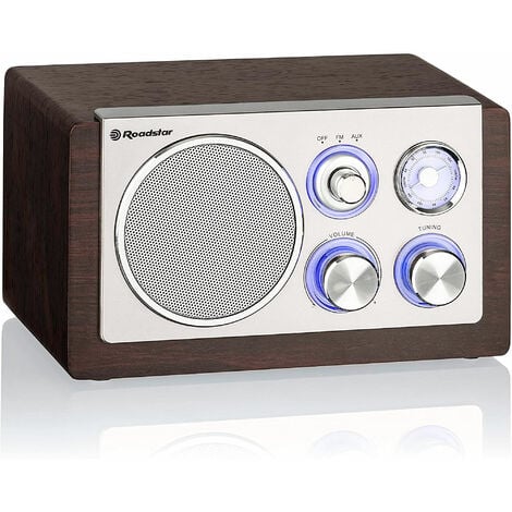 Roadstar HRA1245NWD Radio Portable Vintage FM Analogique , Haut-Parleur 16W, Radio Rétro Compacte Bois