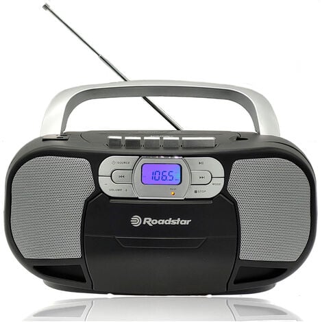 Roadstar RCR-4635UMPBK Radio CD Portátil Cassette, Digital PLL FM, Reproductor CD-MP3, USB, AUX-IN, Toma Auriculares Negro - Negro