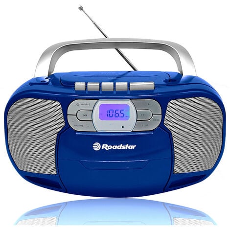 Roadstar RCR-4635UMPBL Radio CD Portátil Cassette, Digital PLL FM, Reproductor CD-MP3, USB, AUX-IN, Toma Auriculares Azul - Azul