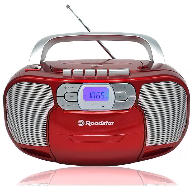 RCR-4635UMPRD Radio cd Cassette Portable Numerique pll fm, Lecteur CD-MP3, usb, aux-in Rouge - Rouge - Roadstar