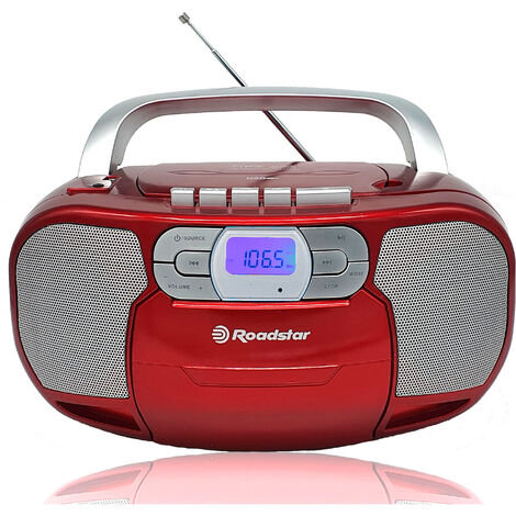 Roadstar RCR-4635UMPRD Radio CD Cassette Portable Numerique PLL FM, Lecteur CD-MP3, USB, AUX-IN  Rouge