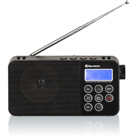 Roadstar TRA-2340PSW Radio Portátil Digital Multibanda AM / FM / SW Funciona a Red /Pilas, Toma Auriculares, Pequeña  Negro