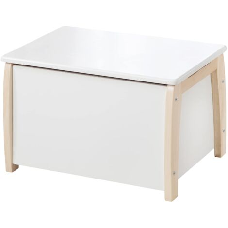 roba 50708WE Cassapanca per bambini, in legno massiccio, laccato bianco, con guarnizione ammortizzante