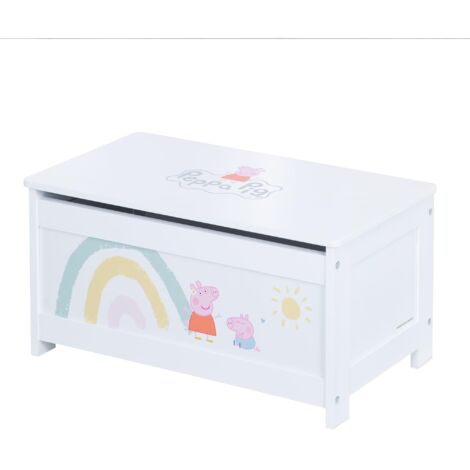 roba Cassapanca Peppa Pig - per Riporre Giocattoli, Vestiti, Libri - per Mantenere l'Ordine - con Coperchio - Multifunzionale - Chiusura Soft e Silenziosa - dai 18 Mesi - Legno Laccato Bianco