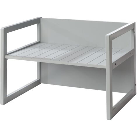 roba Panca per Bambini in Legno Regolabile a 2 Altezze di Seduta - Convertibile in Tavolo - Multifunzionale - Stile Rustico - Legno Laccato Grigio
