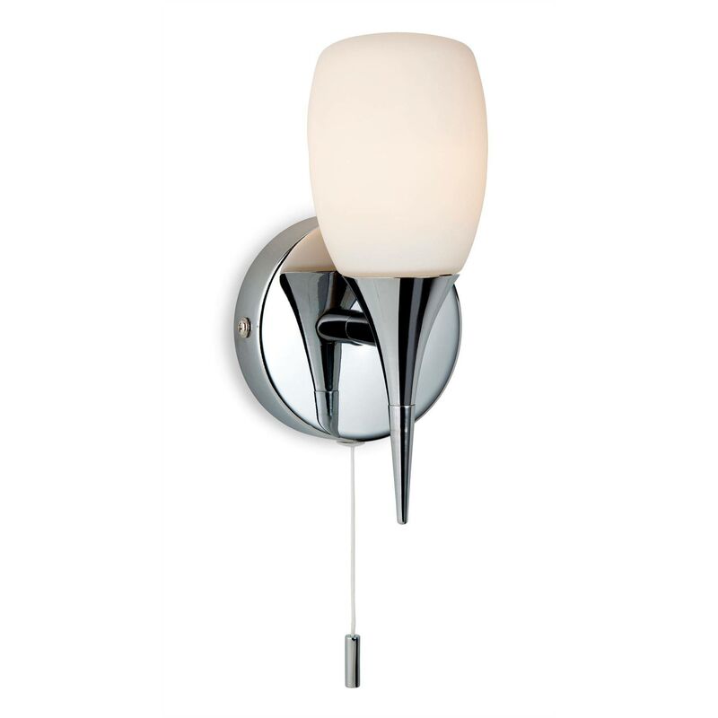 Firstlight - Robano - 1 Light Switched Bathroom Wall Light Chrome, Opal Glass IP44, G9