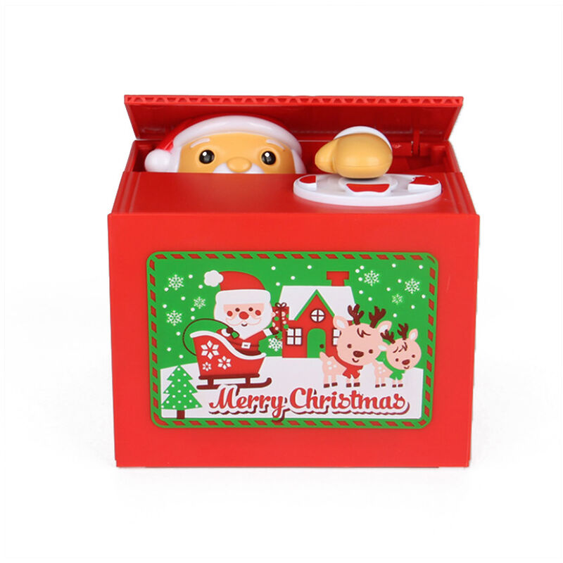 

Happyshopping - Robar dinero Santa Claus alcancia electronica agarrar monedas comer caja de ahorro de dinero juguete de escritorio regalo de Navidad