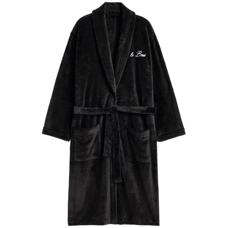 Robe de Chambre Polaire "Le Boss" Noir