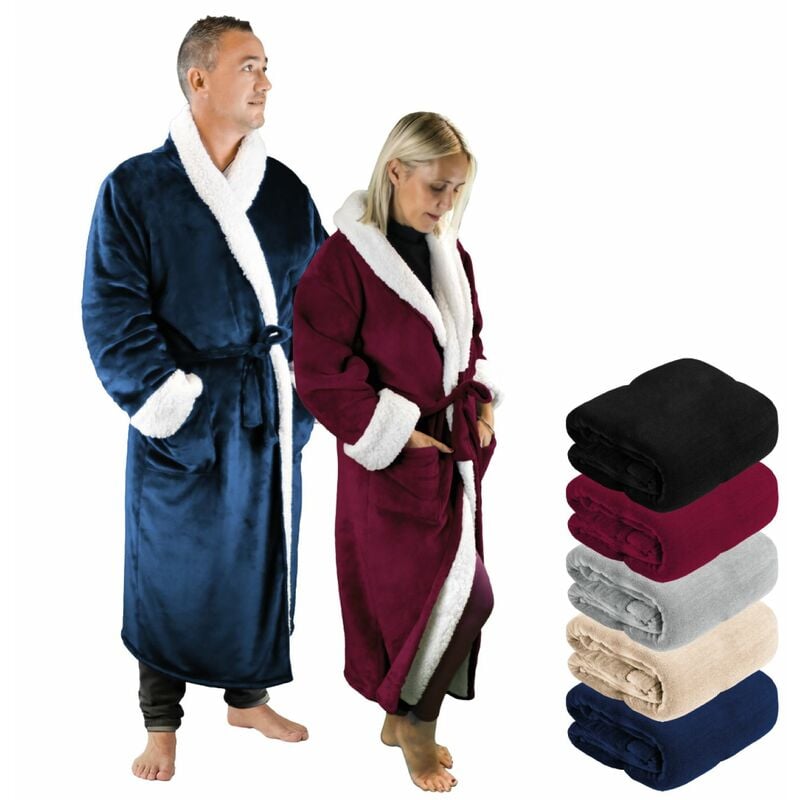 Peignoir, robe de chambre polaire mixte, Utra Douce - l/xl - Bleu Vivezen
