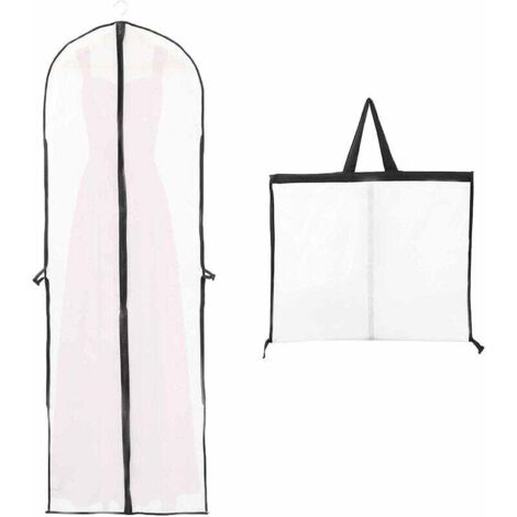 Robe de Mariée 60x180cm Housse Vetement Longue pour Mariée et Robe de Demoiselle D'honneur Anti Poussière Etanche Mite Humidité Pliable et Portable Fermeture à Glissière Bilatéral(1PCS)