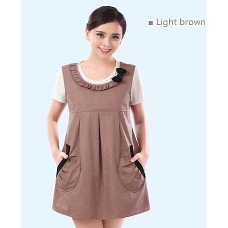 Robe en fibre métallique, véritable protection contre les radiations électromagnétiques, protège la santé du ftus, protection EMF, vêtements pour femmes enceintes,Light brown,L