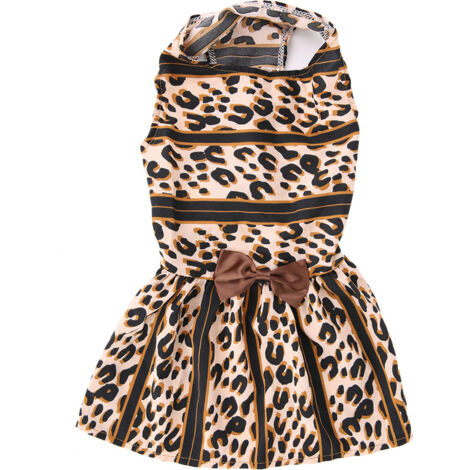Robe-jupe princesse pour petit chien (M) - Imprimé léopard mignon et délicat avec nœud papillon