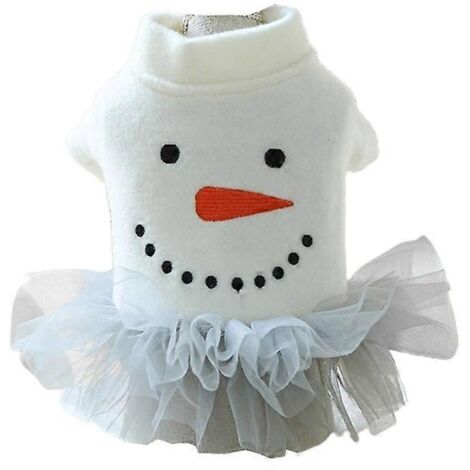 Robe pour chien avec motif bonhomme de neige, tenue de Noël pour animal, jupe automnale pour chien, taille L, vêtement de fête pour petit chien