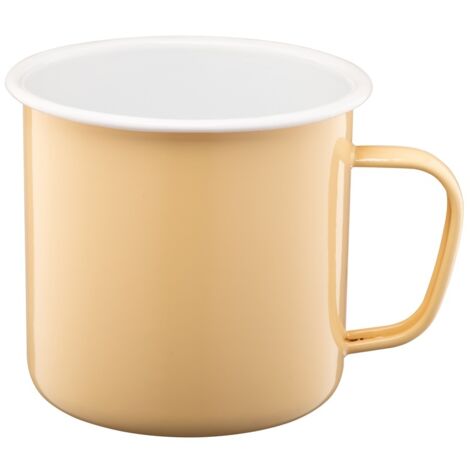 ROBERTO Emaillebecher mit Henkel, 1,2 l (1200 ml), 12 cm, strohgelb-pastellfarben