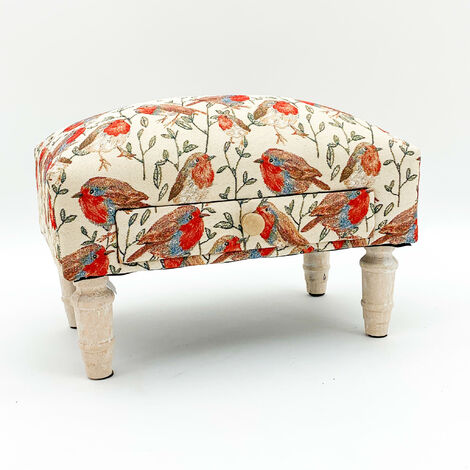 Robin Fabric Footstool with Drawer - L25 x W45 x H28 cm