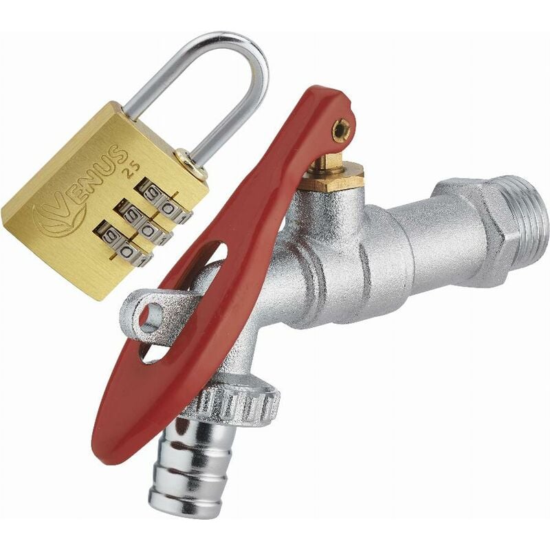 Noyon&thiebault - Robinet de à sphère 1/4 tour cadenassable M1/2' (15x21) nez M3/4' (20x27) / ø 15 mm + cadenas à combinaison 3 chiffres - 803755