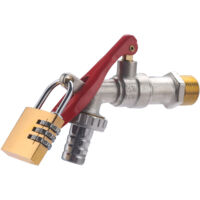 robinet 1/4 tour cadenassable M15x21 nez M20x27 Ø15 - cadenas combinaison 3 chiffres