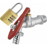 Robinet 1/4 tour cadenassable M15x21 nez M20x27 ø15 - cadenas combinaison 3 chiffres NOYON & THIEBAULT