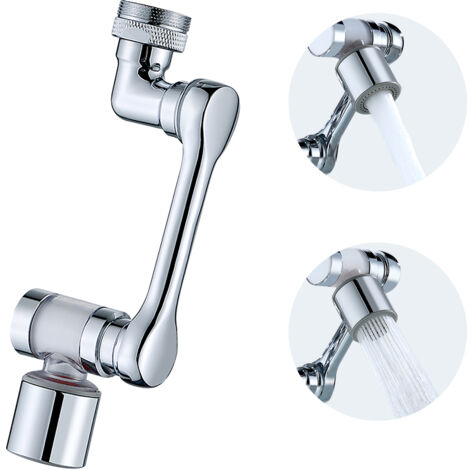 Robinet 1080° Rotatif - Aerateur Douche Multimode Cuivre 24/22mm Double Filtration - Mode Bubble/Spray