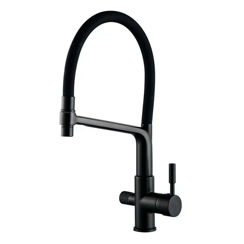 Robinet 3 voies à osmose inverse, amovible, rotatif à 360 ° moderne par Rosmmel la série Hermès Noir