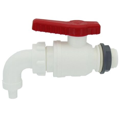 Robinet a' bille avec bec courbe' en polypropyle'ne 1/2' x 20 mm pour baignoire avec raccord de remplissage de bouteille avec e'crou a' bague