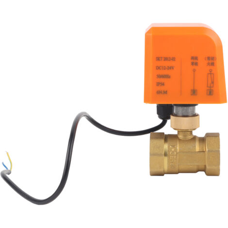 Robinet à bille électrique à 2 voies, fil en laiton, équipement mécanique motorisé DC12/24V DN25