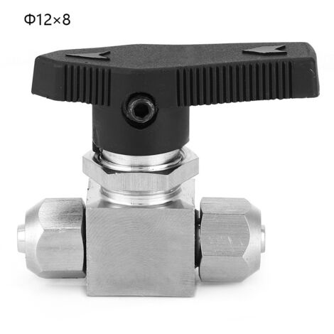 Robinet à Bille en Acier Inox 304, Vanne Droite pour Conduits d'Eau et d'Air (12x8mm)